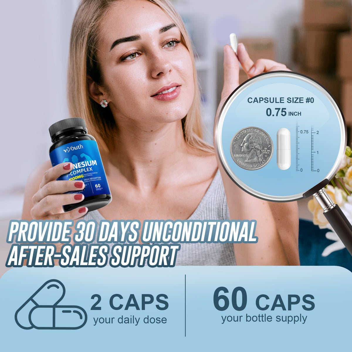 Viyouth Magnesium 7 Complex Supplement Advanced with 7 Forms of Magnesium (Glycinate, Malate, Chelate, Aspartate, Orotate, Taurine, Citrate), Zinc, Vitamin D3 & Vitamin B6 for Sleep & Muscle, 60 Capsules